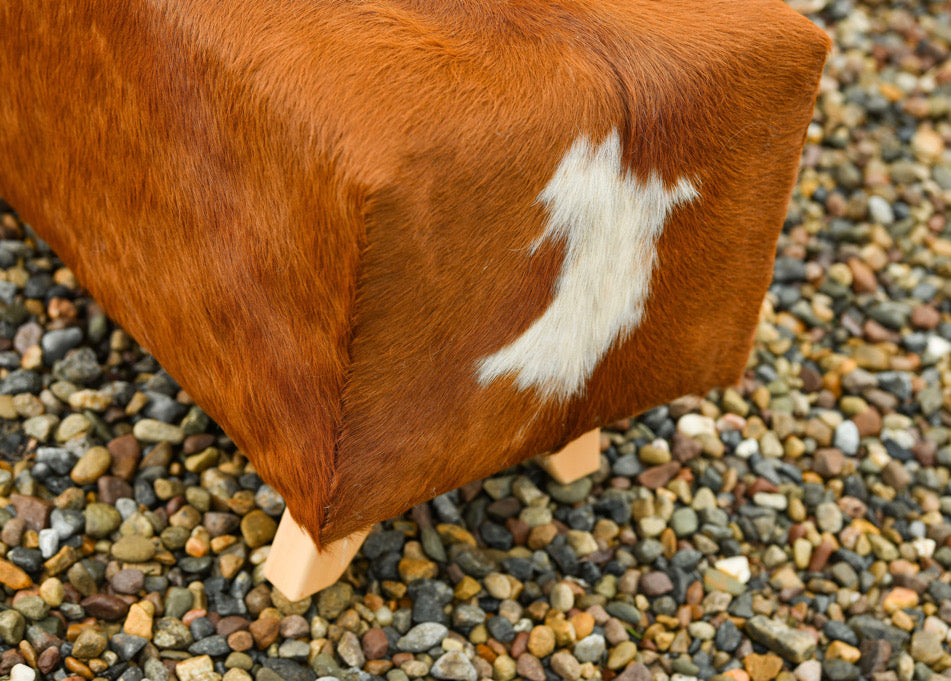 cowhide ottoman detail