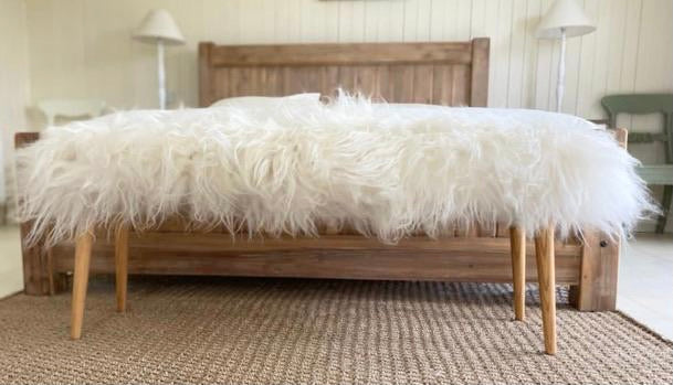 ‘Grainne Mhaol’ Shaggy Sheepskin Bench