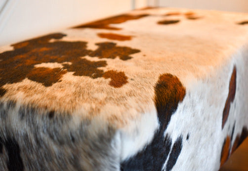 cowhide ottoman detail