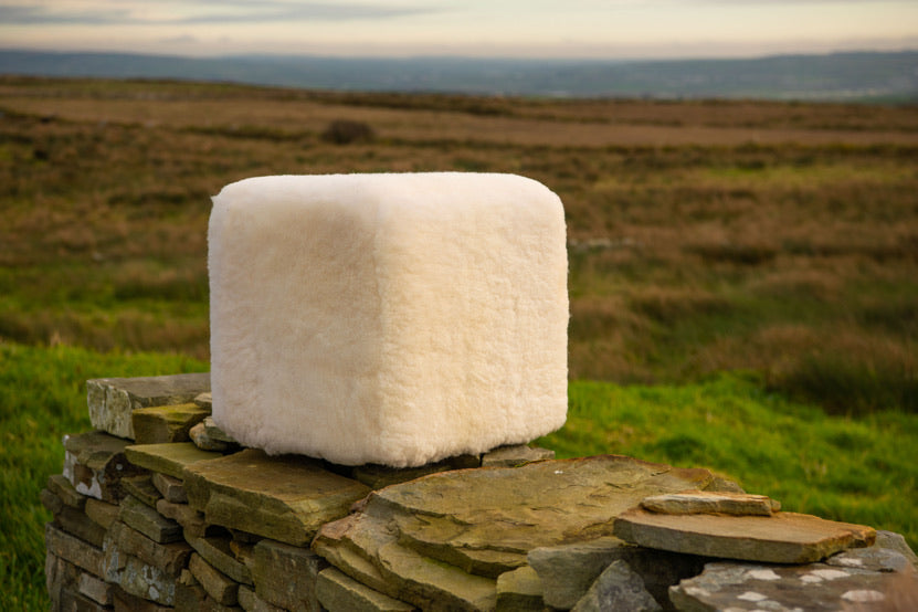 ‘Keem Bay’ Lambskin Cube Pouffe