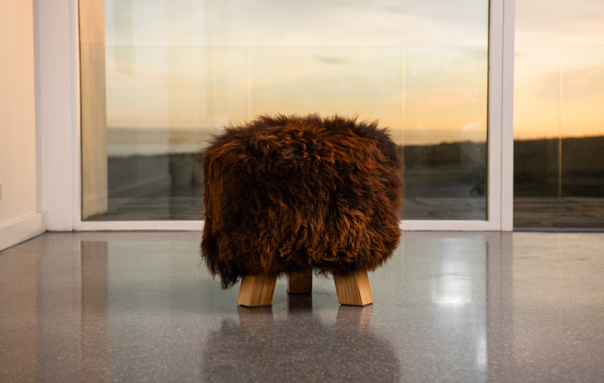 ‘White Strand’ Sheepskin Foot Stool.