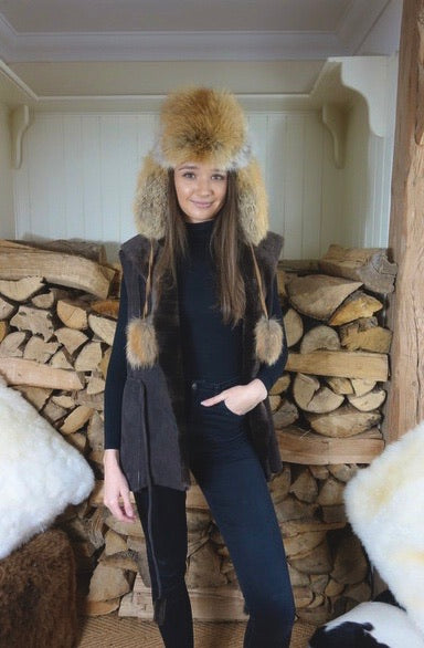 ‘Naoise’ Brown shearling gilet