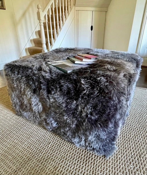 square sheepskin ottoman