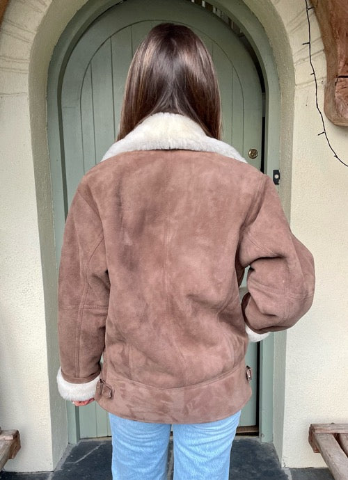 rear of sheepskin jacket