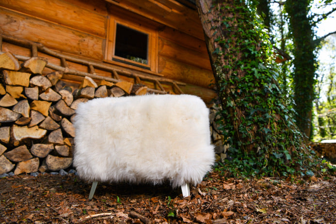 ‘Doughmore Beach’ Square Sheepskin Footstool