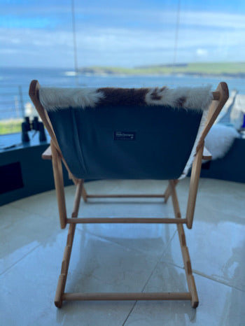 Sun Lounger/Deck Chair in Sheepskin and Cowhide