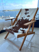 Sun Lounger/Deck Chair in Sheepskin and Cowhide