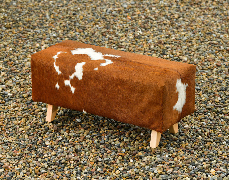 cowhide bench ottoman