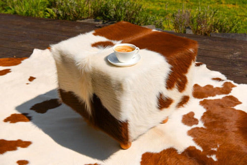 'Wine Strand' Cowhide Stool