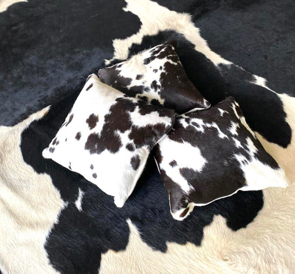 Cowhide Square Cushion - Black and White