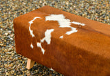‘Glanleam Beach’ Tan and White Cowhide Bench