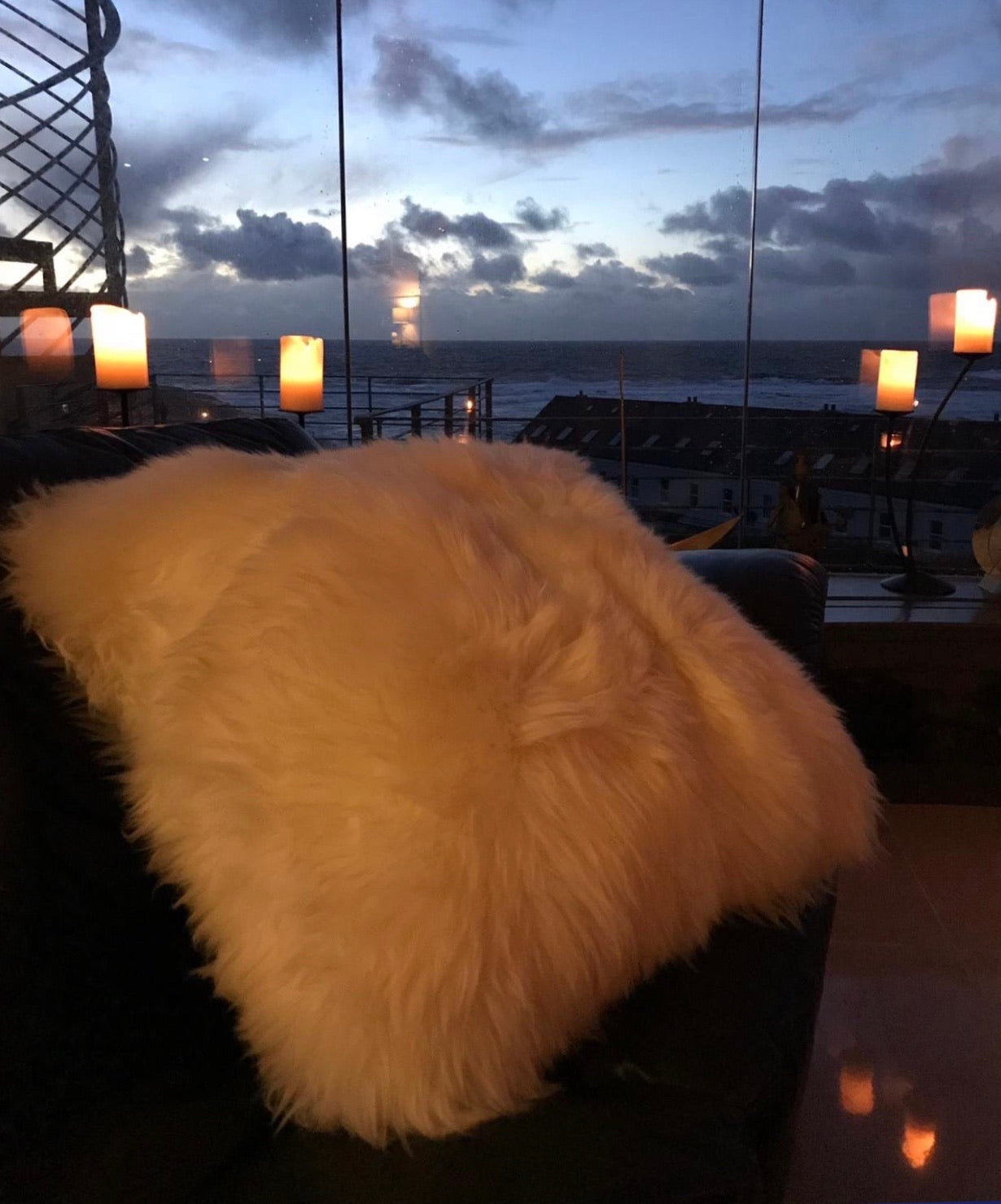 large sheepskin cushion