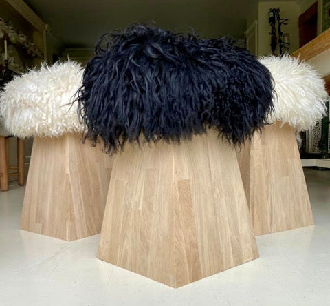 Mushroom Sheepskin Stool (White, Black, Brown)