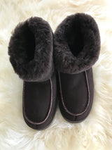 dark brown sheepskin slippers