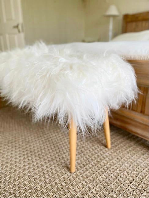 ‘Grainne Mhaol’ Shaggy Sheepskin Bench