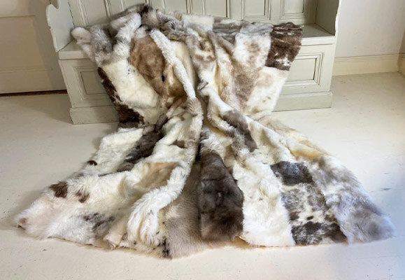 Large Chequered Lambskin Throw