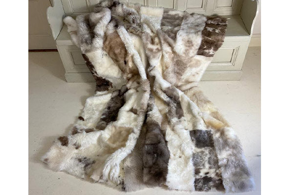 Large Chequered Lambskin Throw