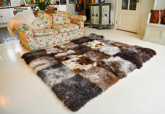 brown very large sheepskin rug