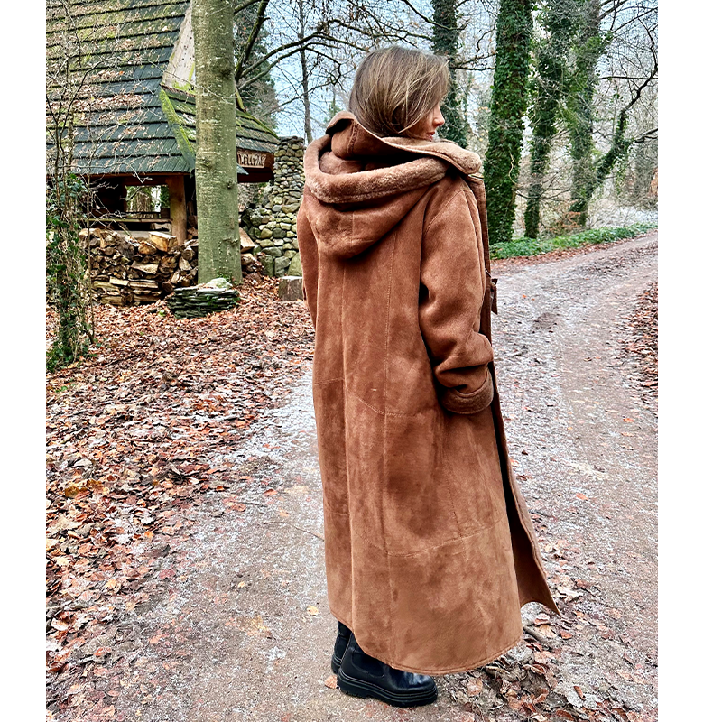 shearling coat with hood
