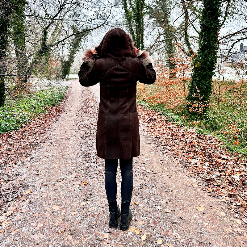 back of shearling coat