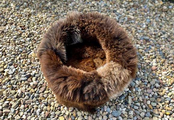 pet bed made from sheepskin
