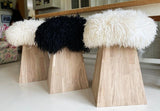 oak and sheepskin stools
