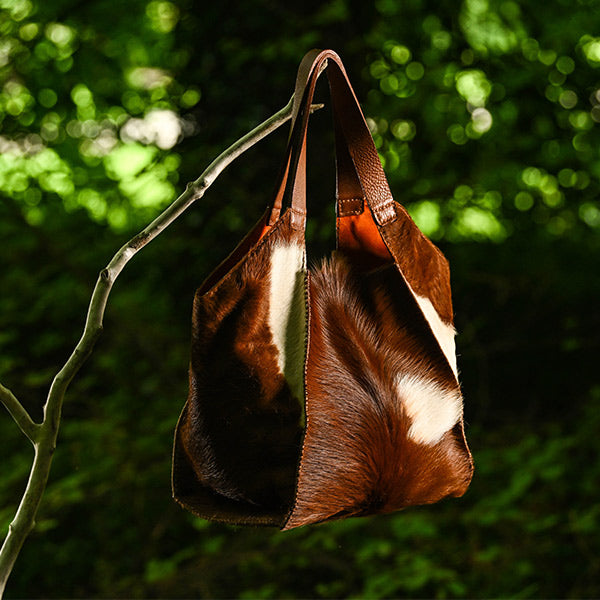 red and white cowhide handmade bag