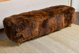 Brown Sheepskin Bench Style Ottoman