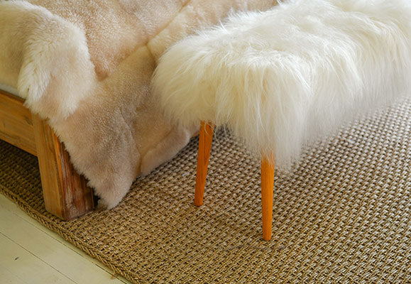 ‘Grainne Mhaol’ Shaggy Sheepskin Bench