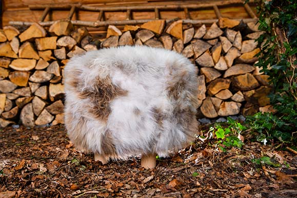 speckled sheepskin footstool