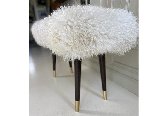 curly sheepskin stool