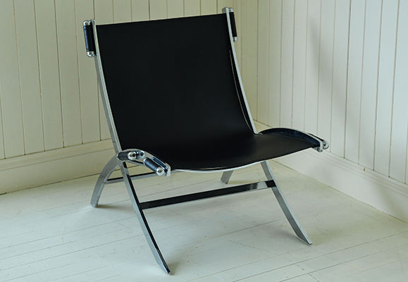 Mid-Century Leather and Chrome Chair, Flexform Italy