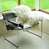 Wassily chair with sheepskin rug