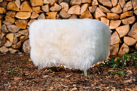 square sheepskin stool